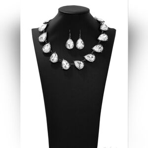 Elegant Silver and White Jewelry Set